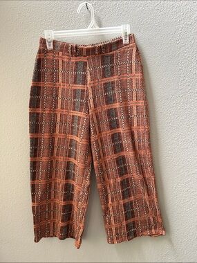 Zara Cropped Wide Leg Plaid Knit Pants M